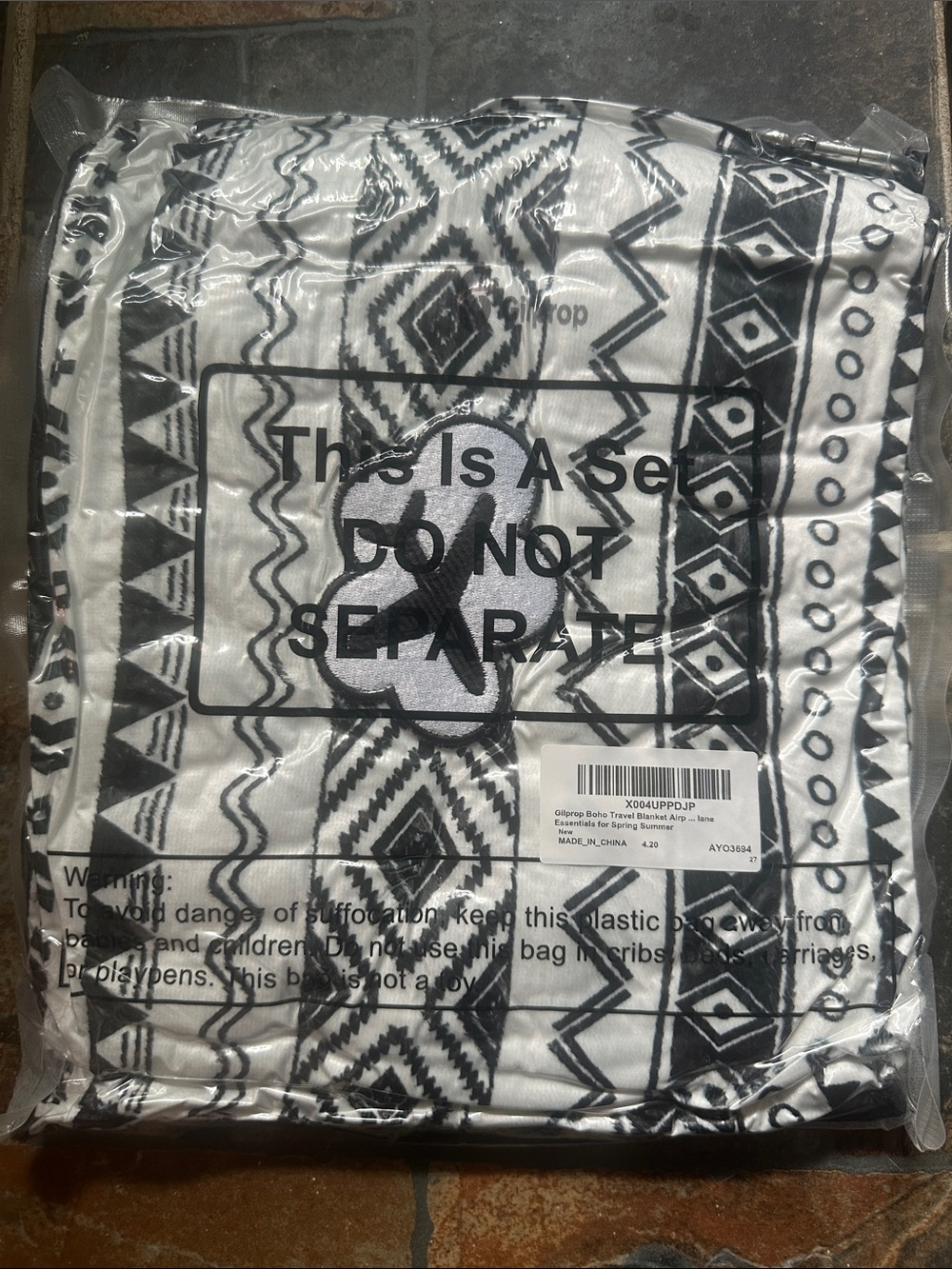 Black and White Tribal Pattern Curtain Panel - Unbranded